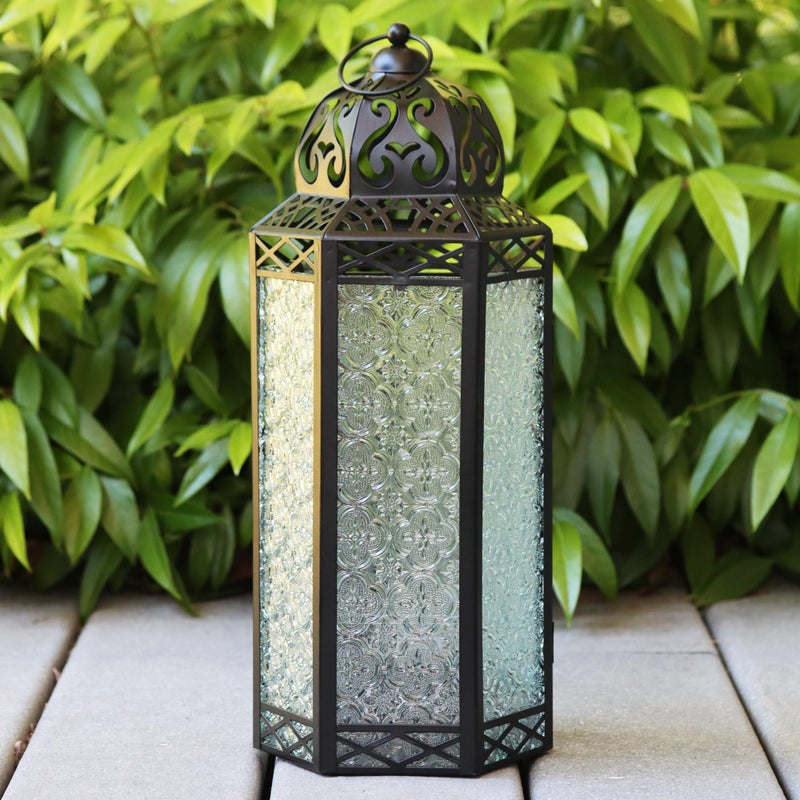 Vela Lanterns فوانيس فيلا المغربية مجموعة ديكورية من 3 لفرش الأرض، زينة رمضان، ديكور داخلي للمنزل، فناء خارجي أو شرفة، حفلات الزفاف، شفاف - Image 5